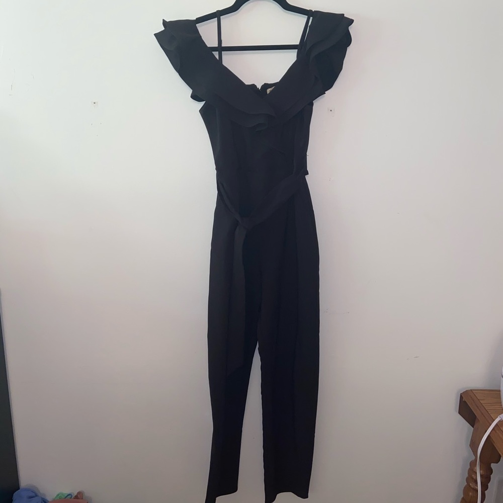 Main Strip Boutique Black Ruffle Jumpsuit